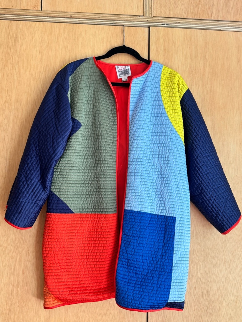 Very Vollbracht Colorblock Colorful Quilted Statement Jacket Blazer Michaele M L